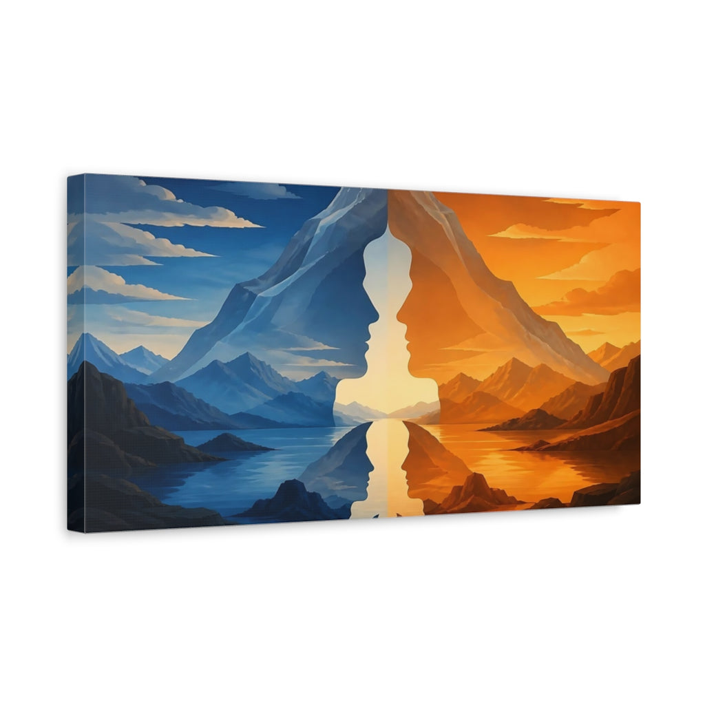 Side Mockup 3. Mirrored Mountain Faces shown as canvas print