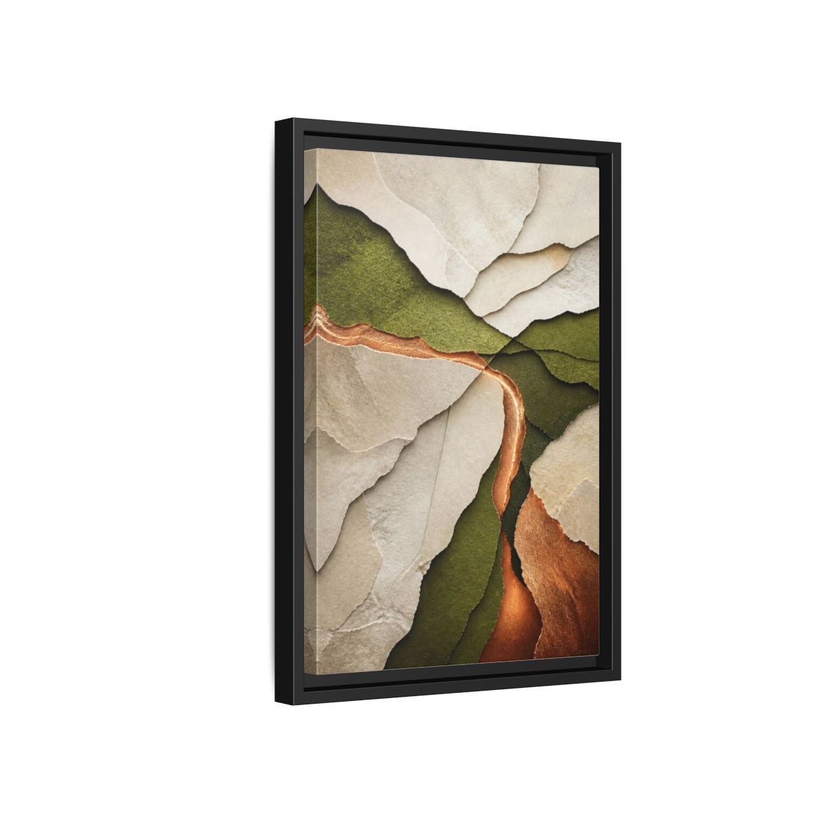 Side Mockup 6. Modern Copper Paper Layers shown as framed canvas print