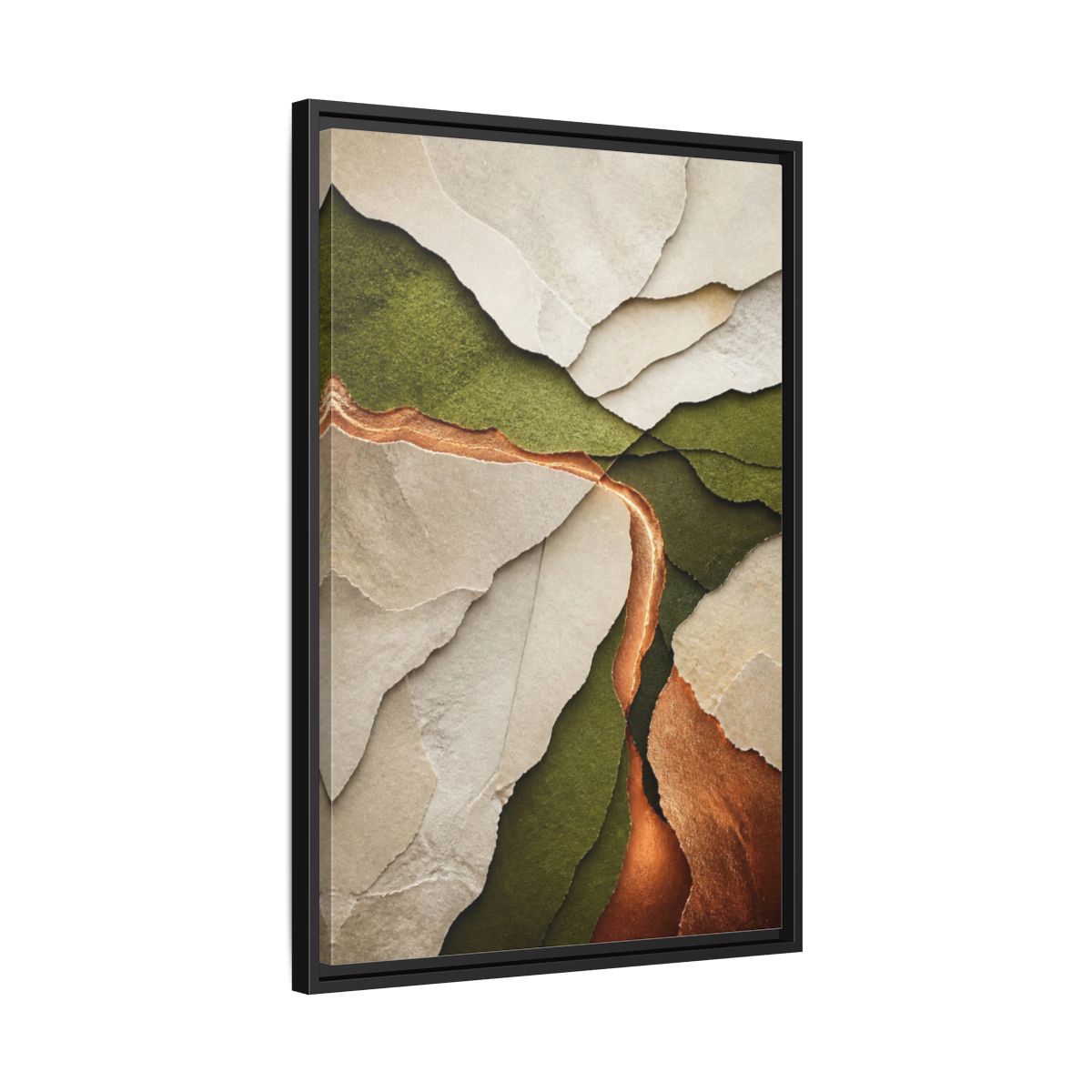 Side Mockup 14. Modern Copper Paper Layers shown as framed canvas print