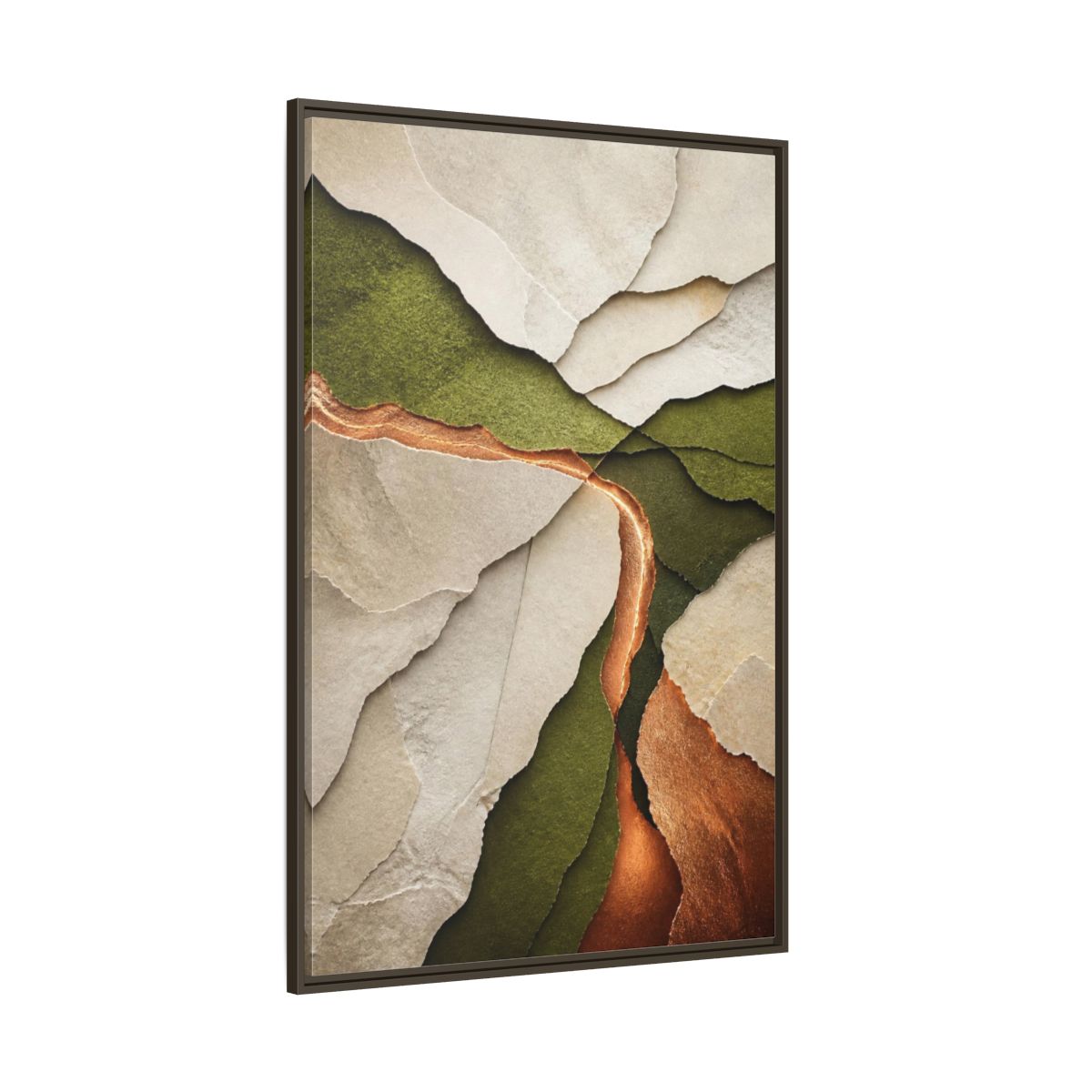Side Mockup 8. Modern Copper Paper Layers shown as framed canvas print