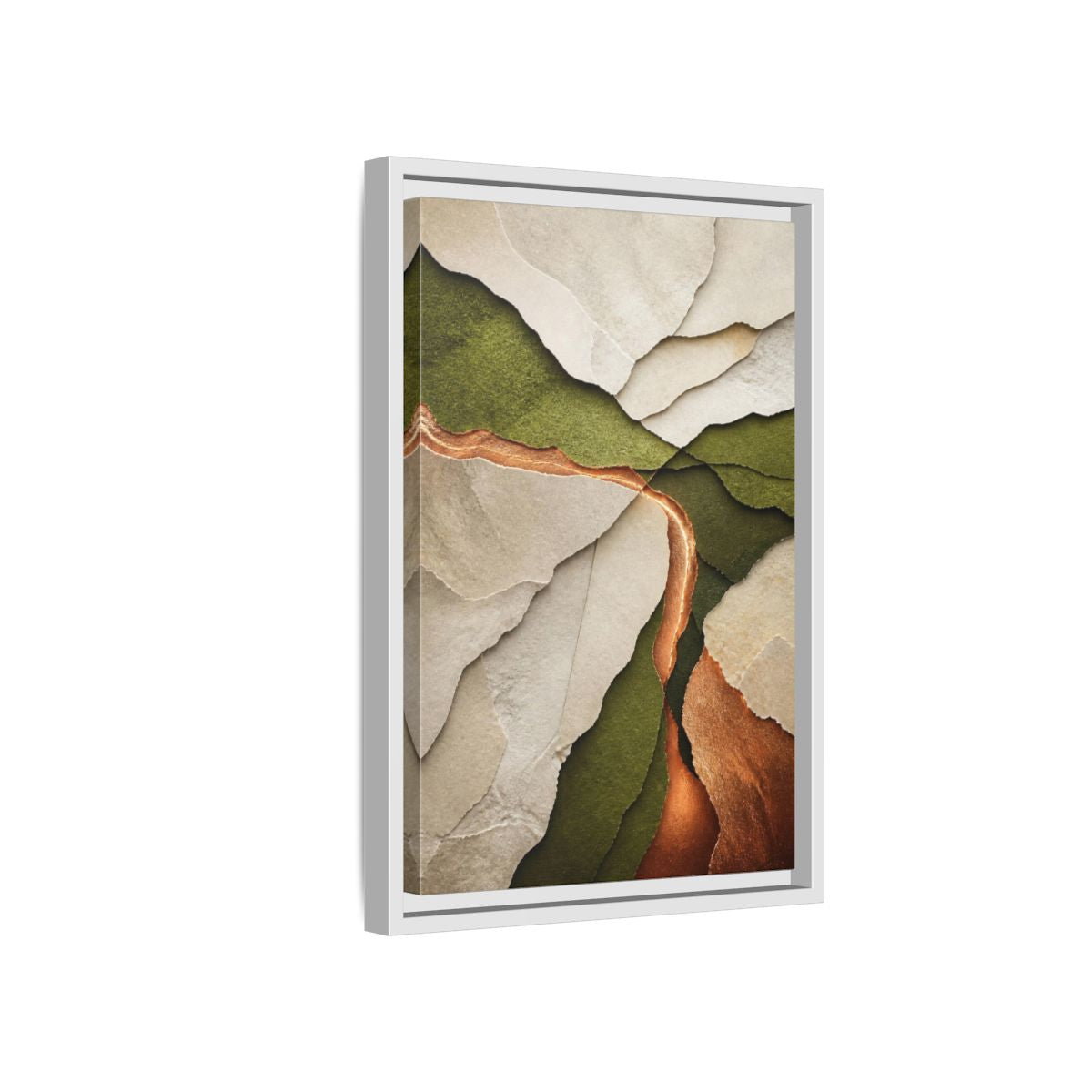 Side Mockup 4. Modern Copper Paper Layers shown as framed canvas print