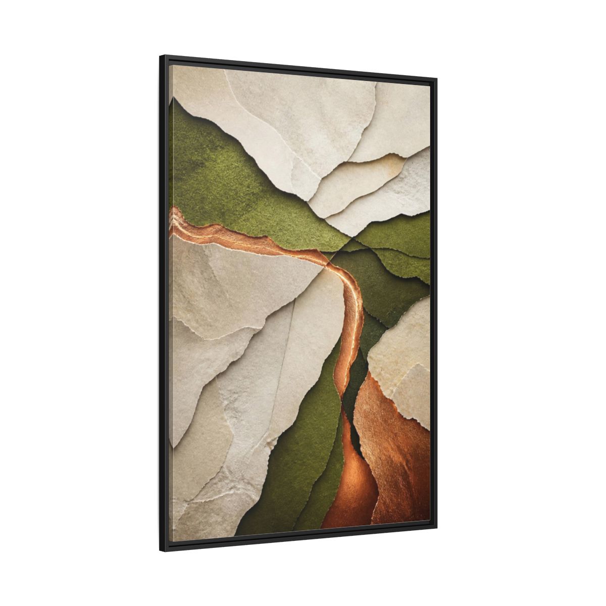 Side Mockup 12. Modern Copper Paper Layers shown as framed canvas print