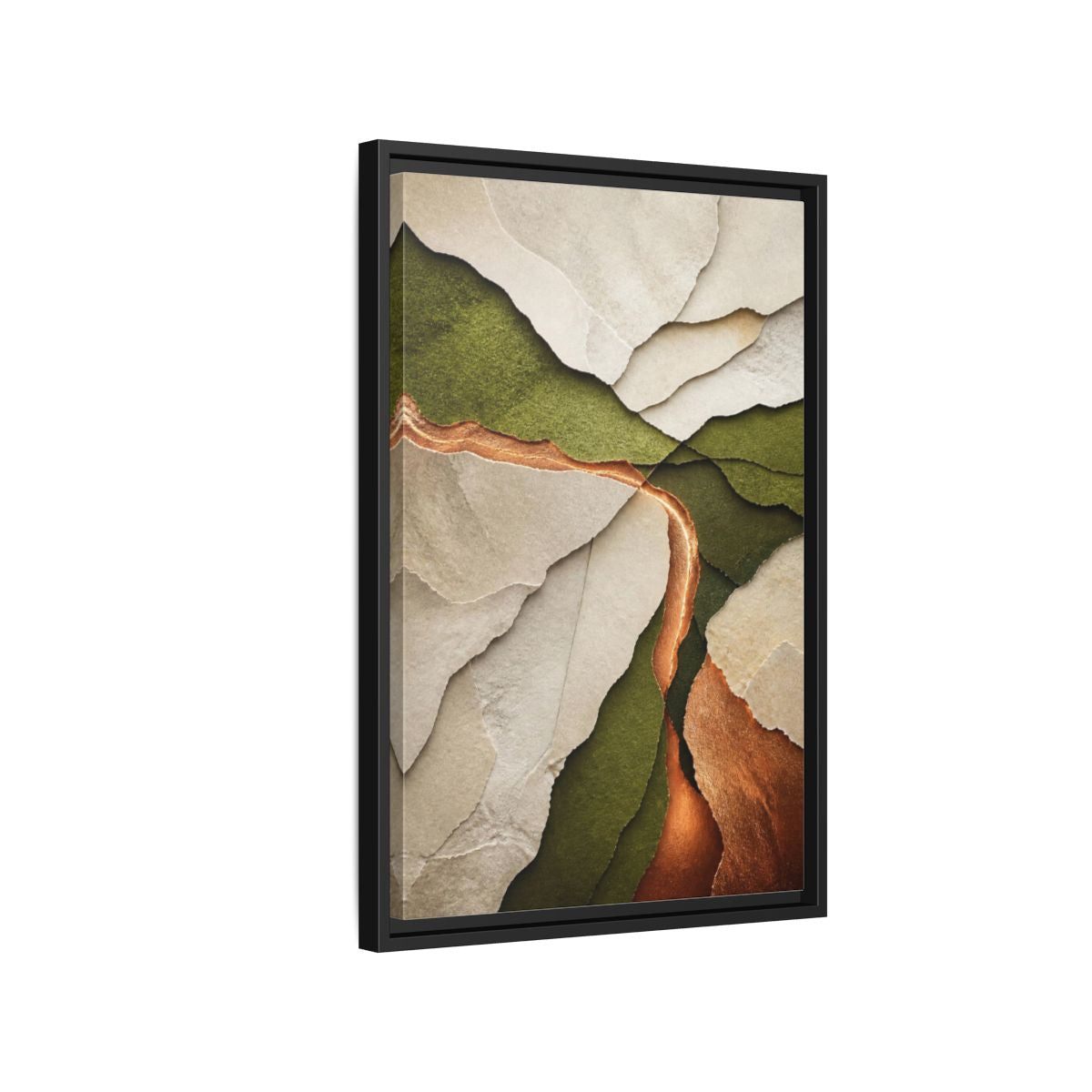 Side Mockup 3. Modern Copper Paper Layers shown as framed canvas print