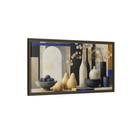 Main Mockup. Modern Pear Still Life shown as framed canvas print