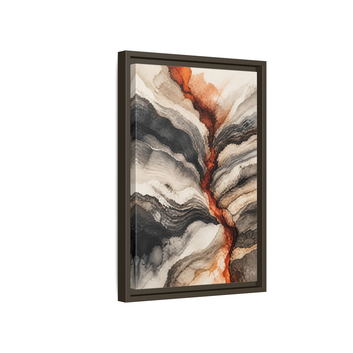 Side Mockup 5. Modern Sediment Layers shown as framed canvas print