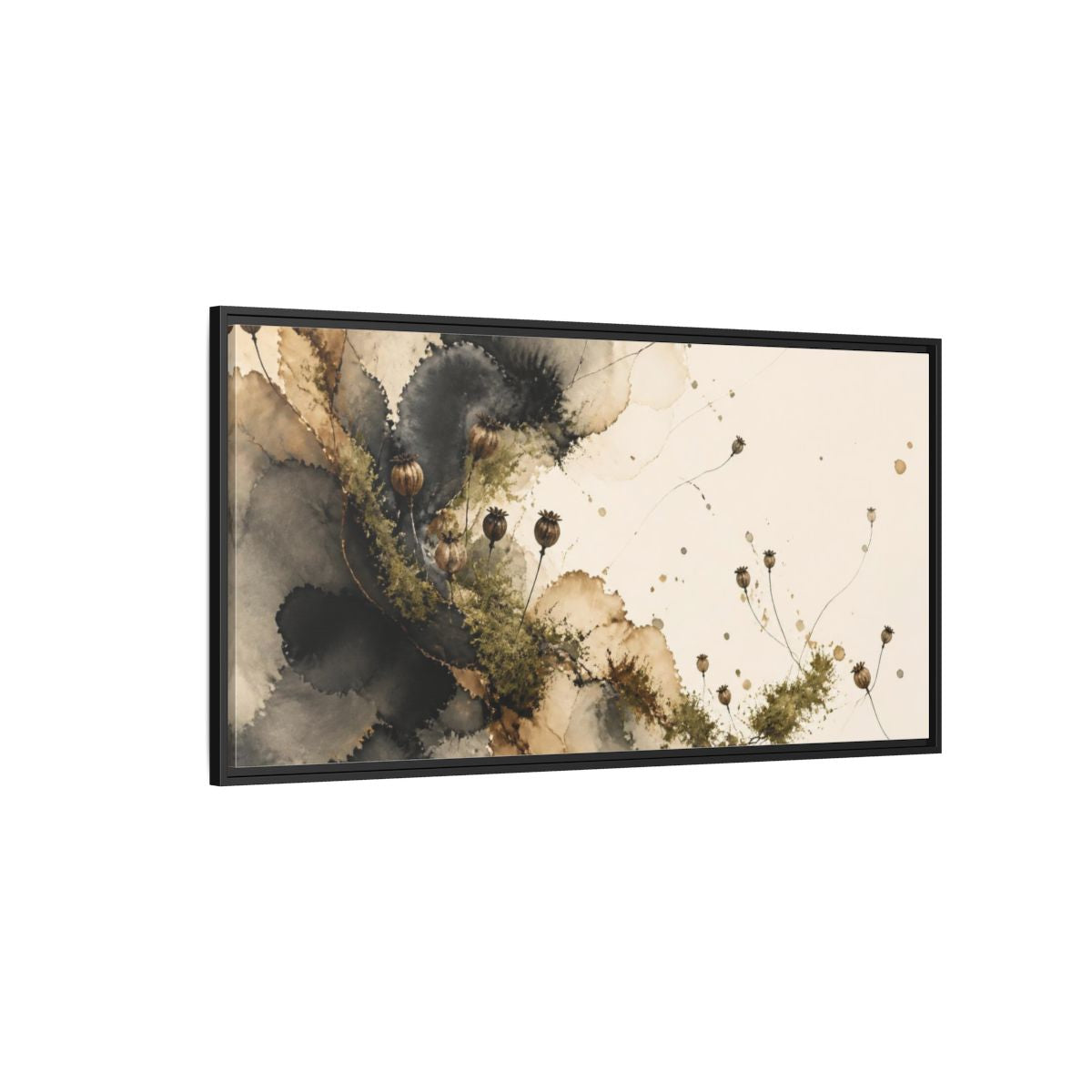 Side Mockup 5. Modern Seed Pod Study shown as framed canvas print
