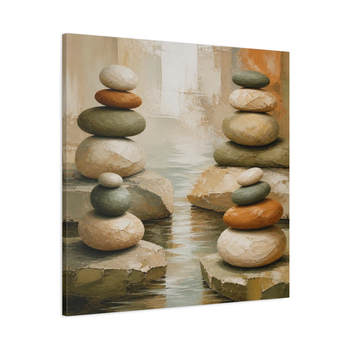 Main Mockup. Modern Stacked Stones shown as canvas print