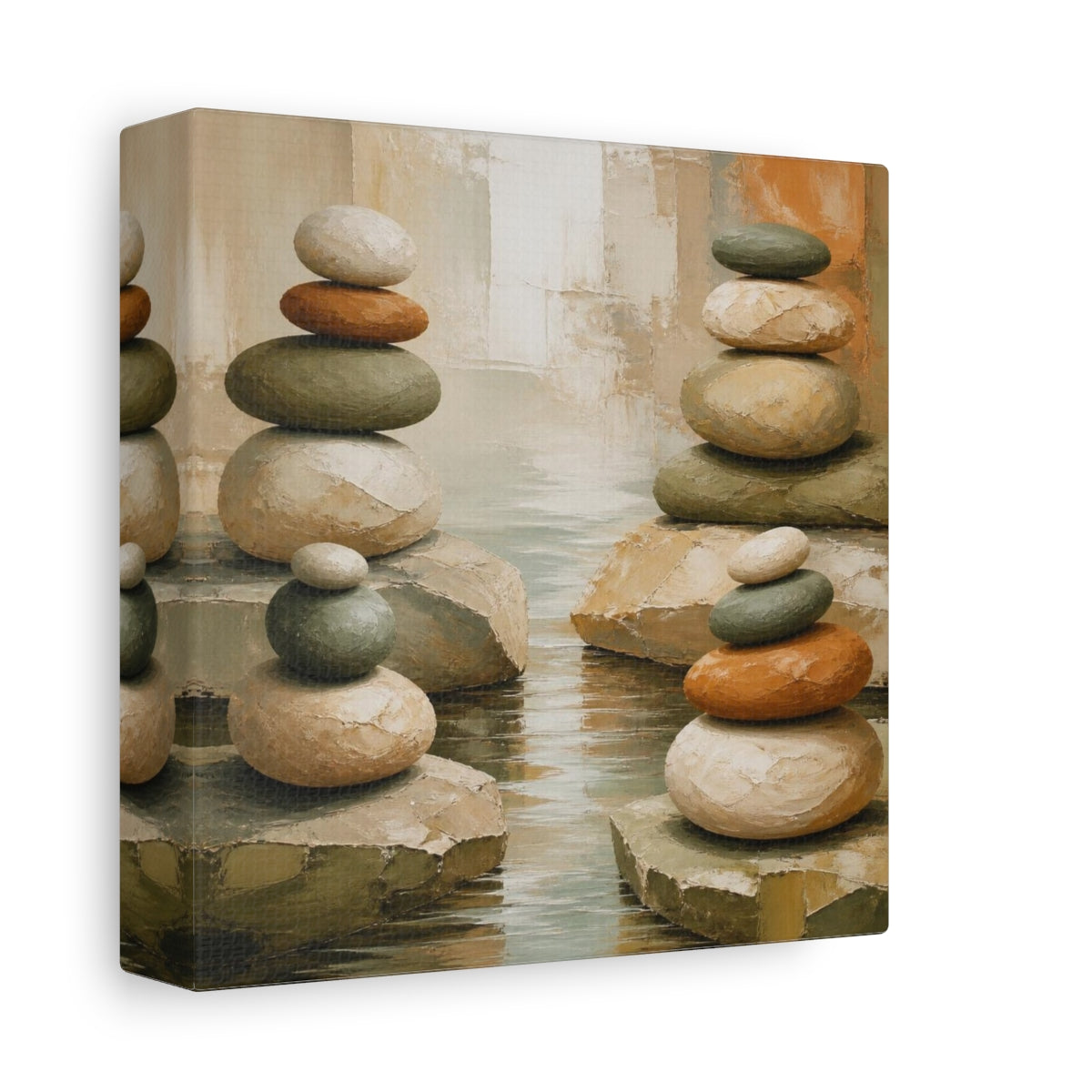Side Mockup 2. Modern Stacked Stones shown as canvas print