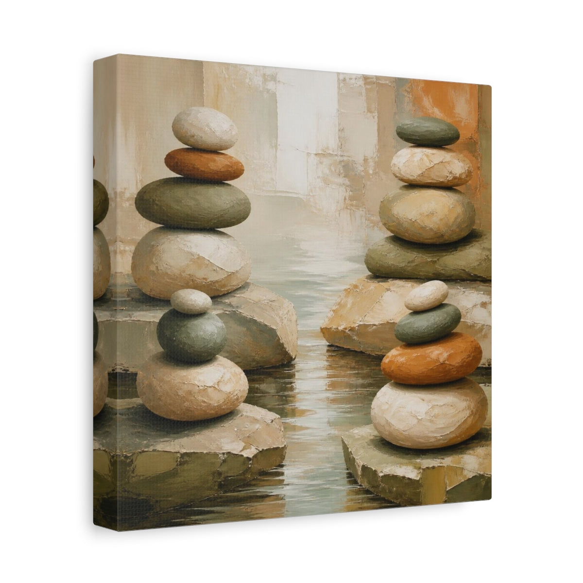 Side Mockup 9. Modern Stacked Stones shown as canvas print
