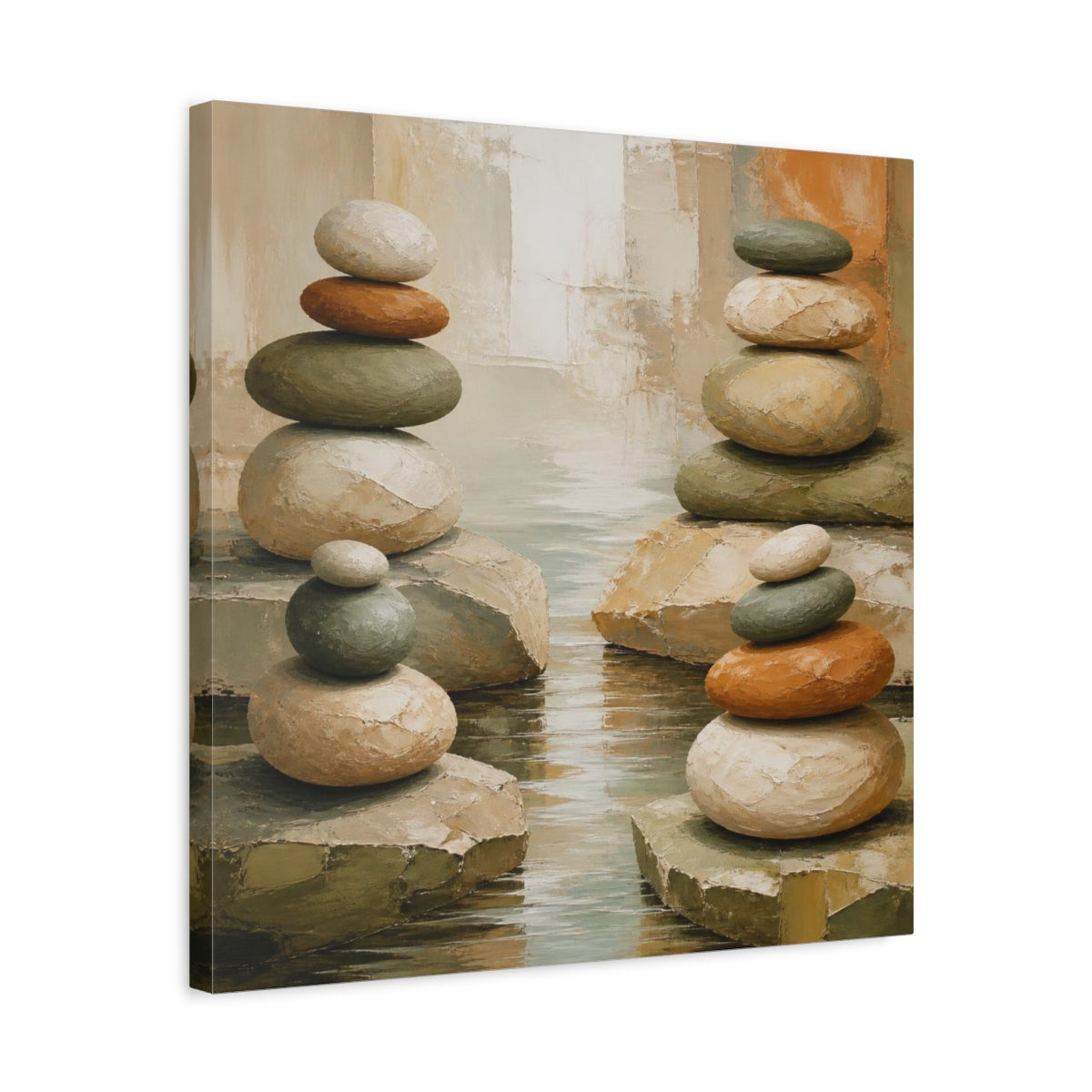 Side Mockup 5. Modern Stacked Stones shown as canvas print