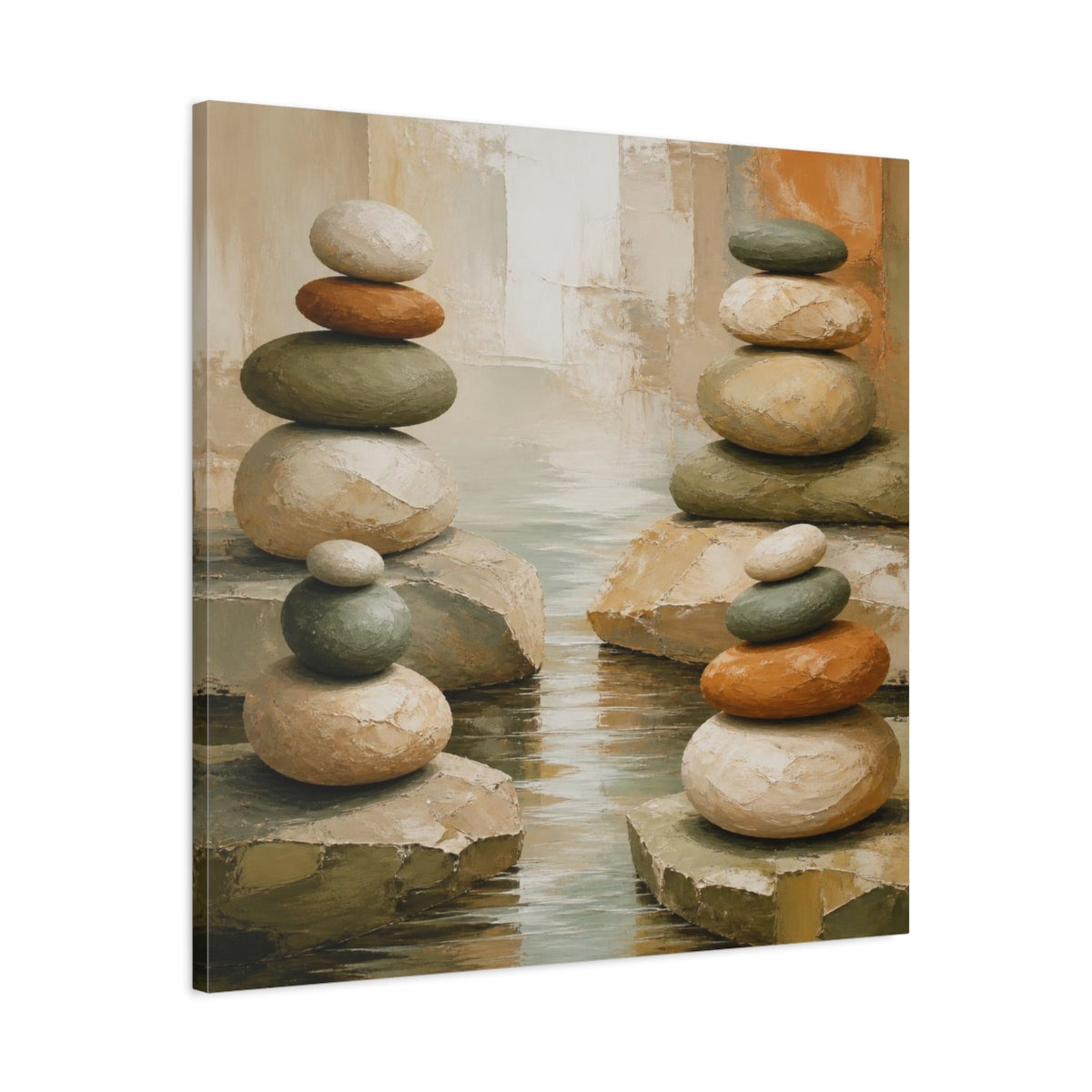 Side Mockup 3. Modern Stacked Stones shown as canvas print