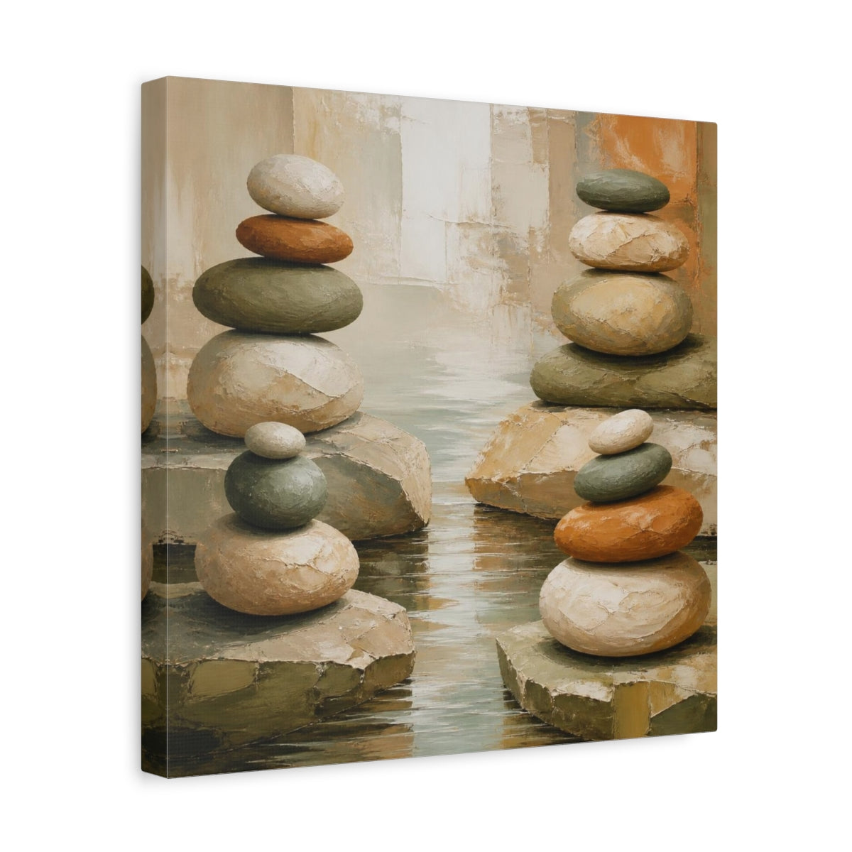 Side Mockup 7. Modern Stacked Stones shown as canvas print