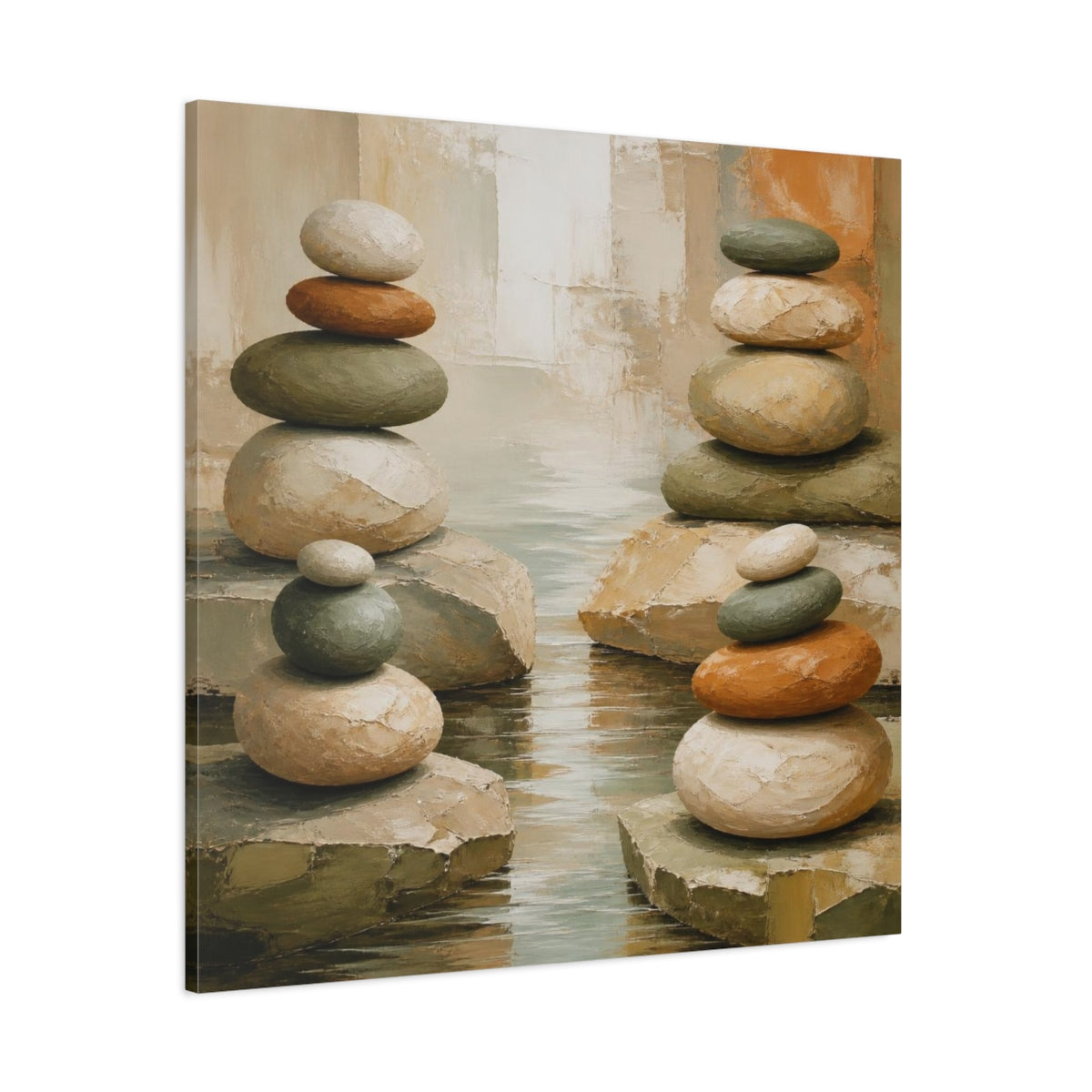Side Mockup 1. Modern Stacked Stones shown as canvas print