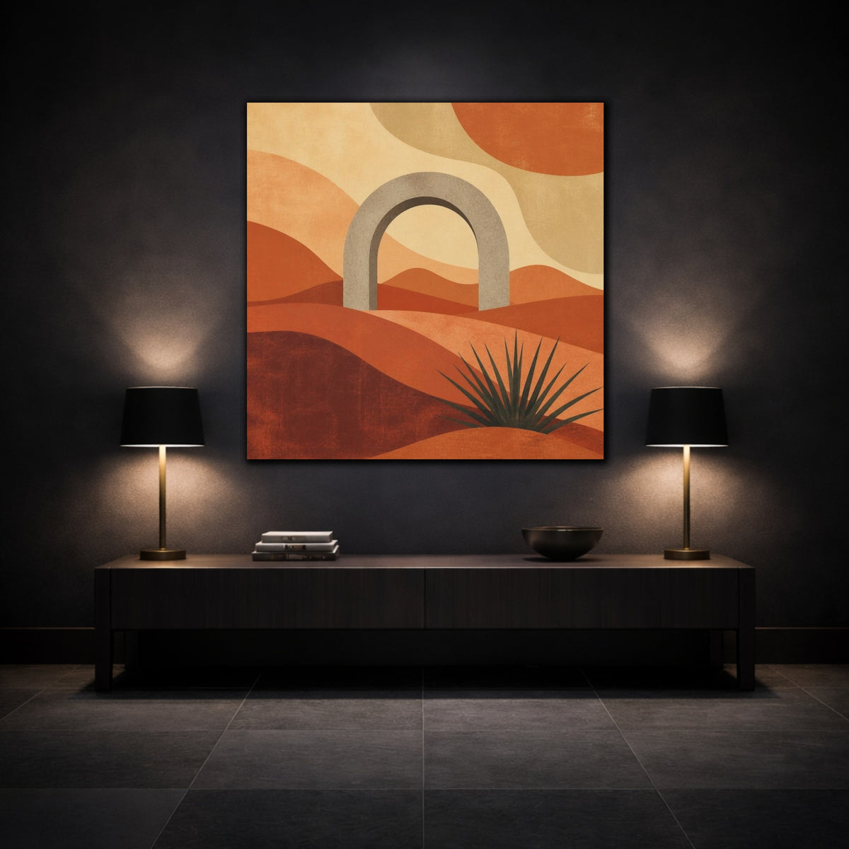 Mockup 3. Modern Stone Arch shown as canvas print