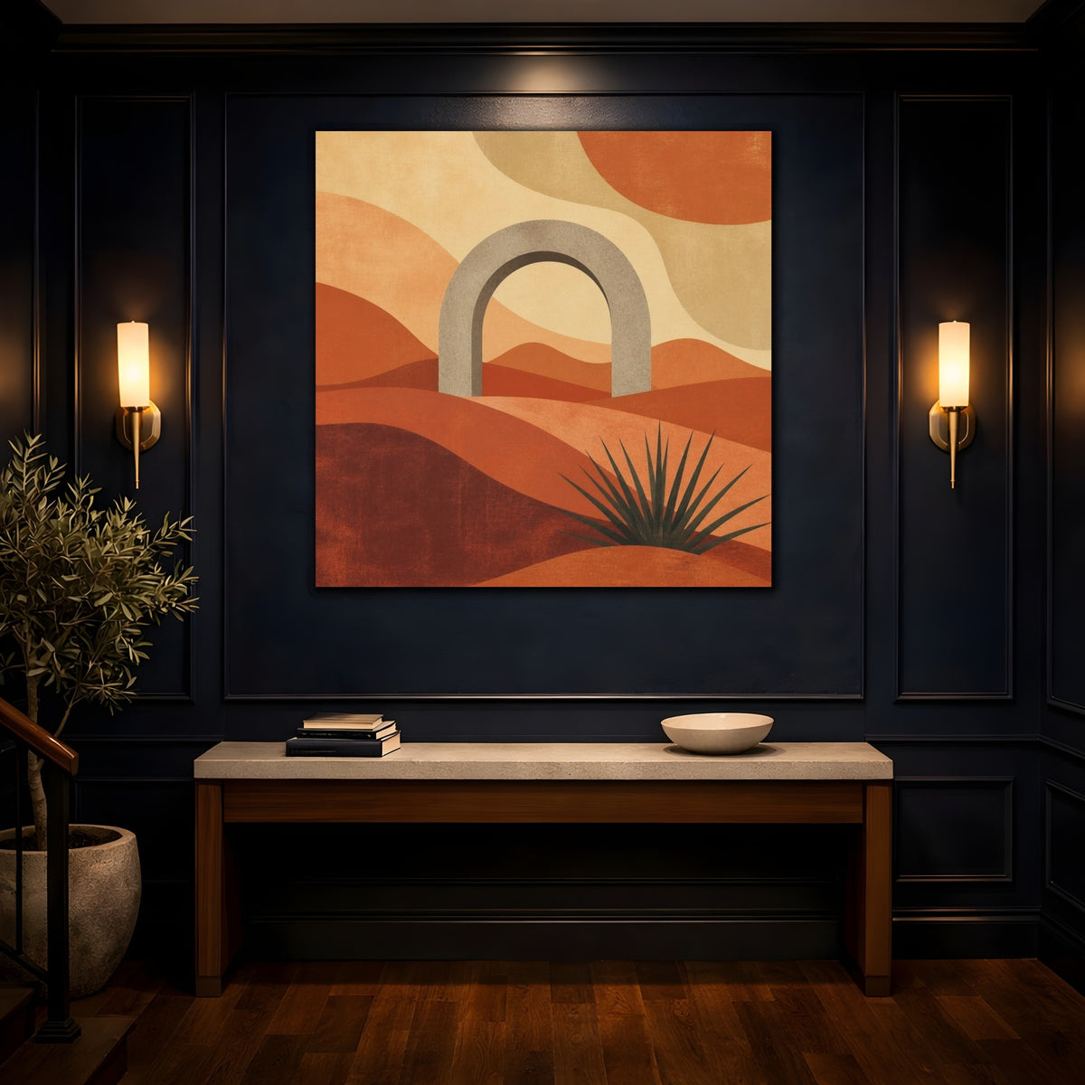 Mockup 4. Modern Stone Arch shown as canvas print