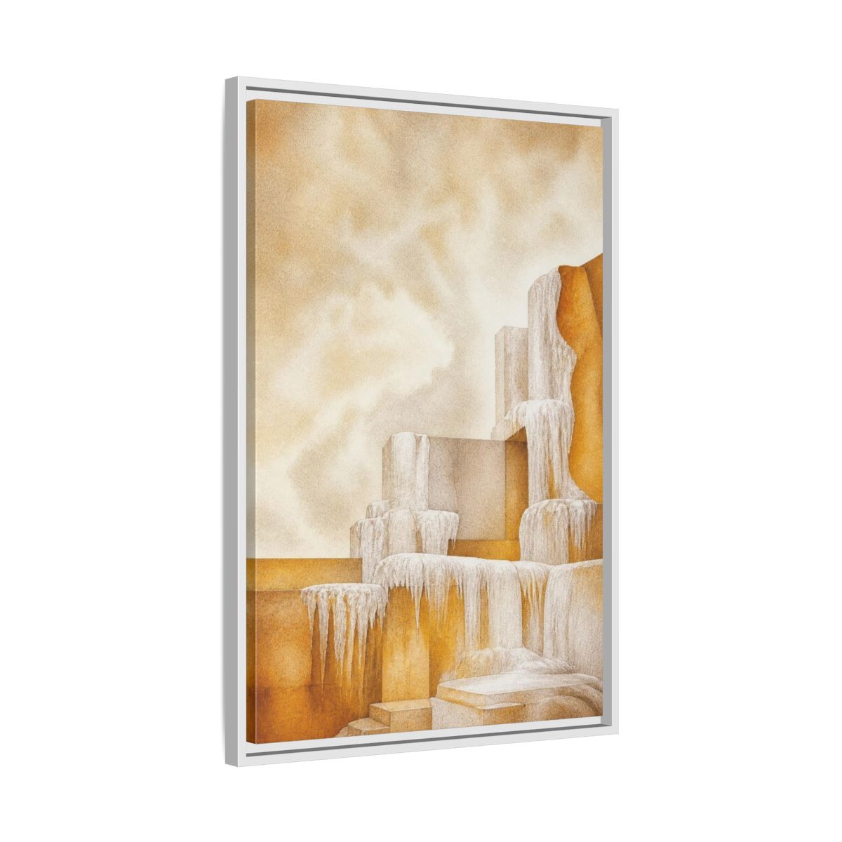 Side Mockup 10. Modern Stone Terraces shown as framed canvas print