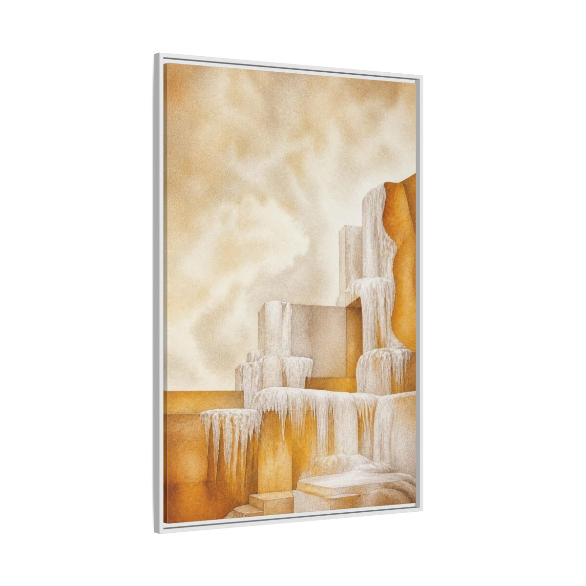 Side Mockup 7. Modern Stone Terraces shown as framed canvas print