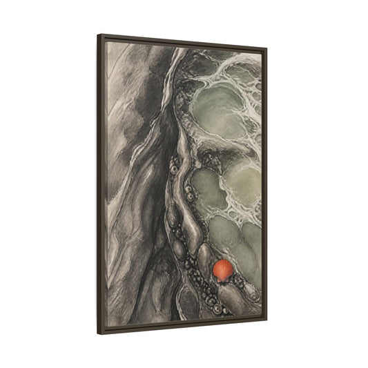 Main Mockup. Modern Tidal Pool Shell shown as framed canvas print