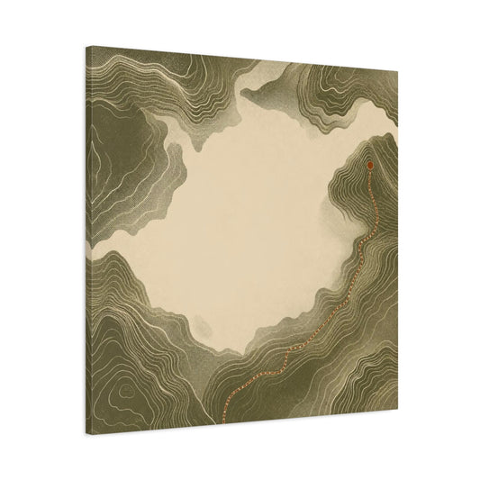 Main Mockup. Modern Topographic Route shown as canvas print