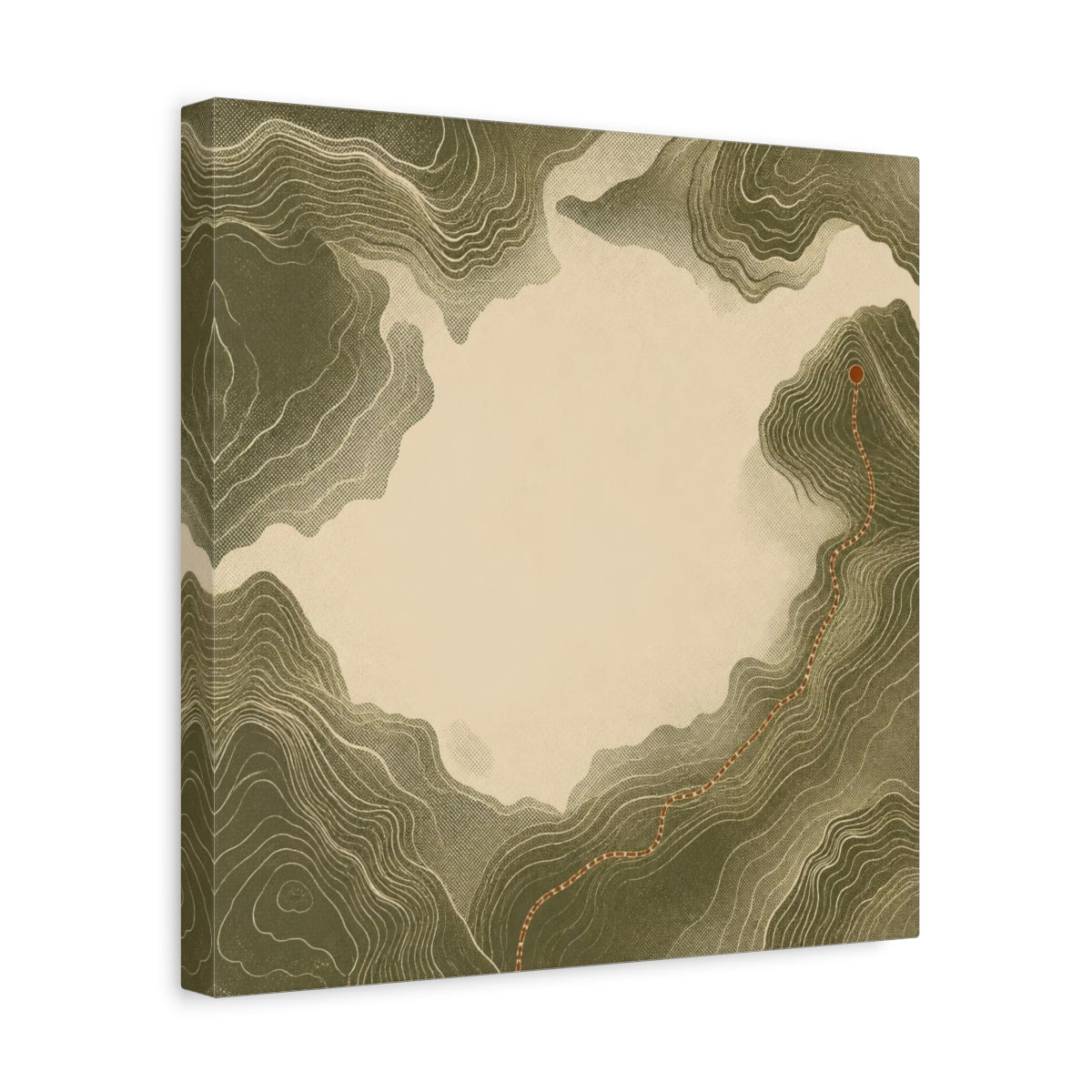 Side Mockup 7. Modern Topographic Route shown as canvas print