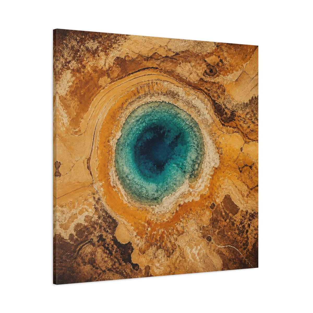 Side Mockup 1. Modern Turquoise Spring shown as canvas print