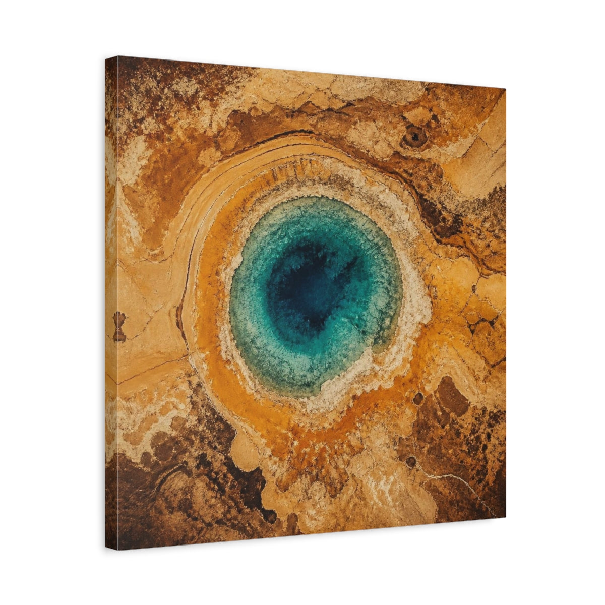 Side Mockup 5. Modern Turquoise Spring shown as canvas print