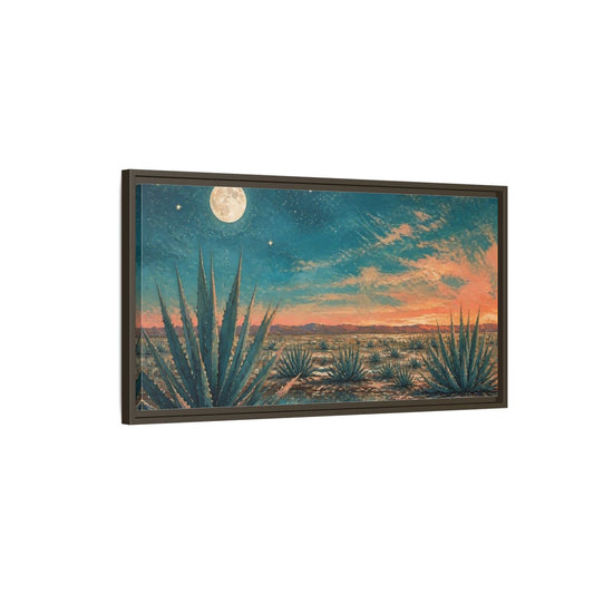 Main Mockup. Moonlit Agave Field shown as framed canvas print
