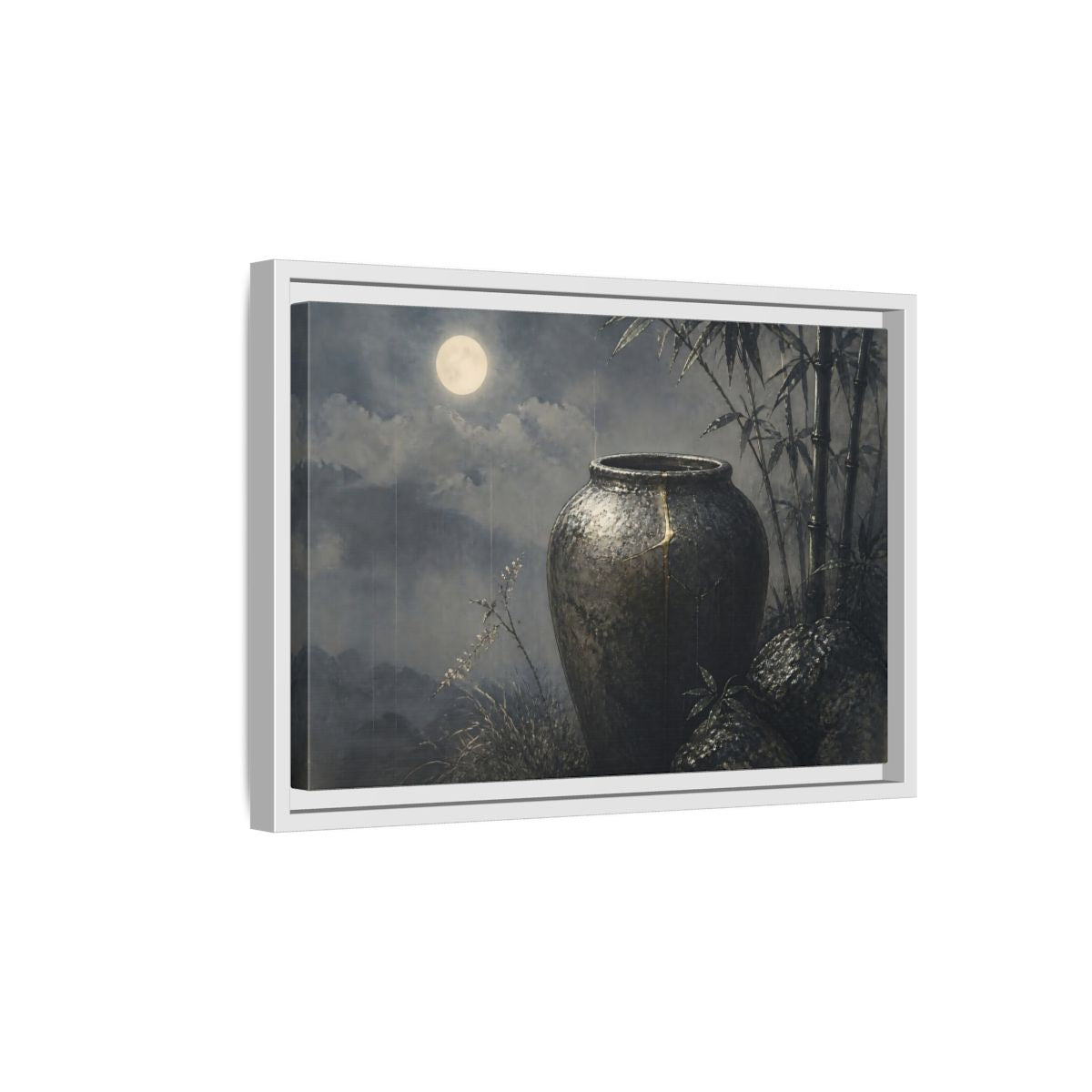 Side Mockup 4. Moonlit Ceramic Jar shown as framed canvas print