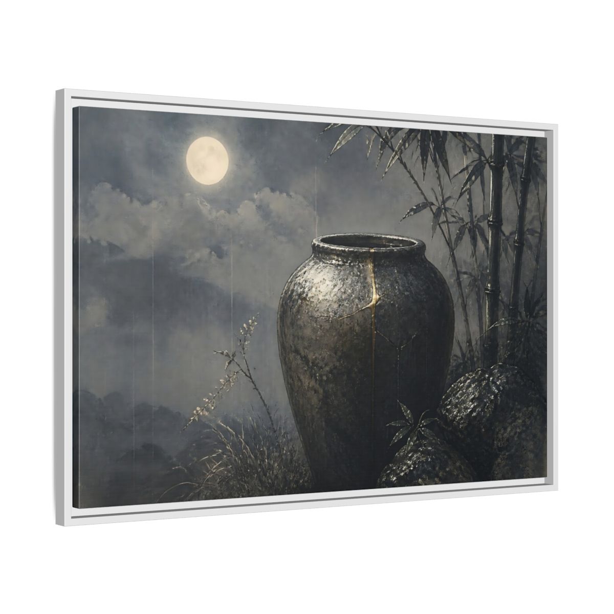Side Mockup 9. Moonlit Ceramic Jar shown as framed canvas print