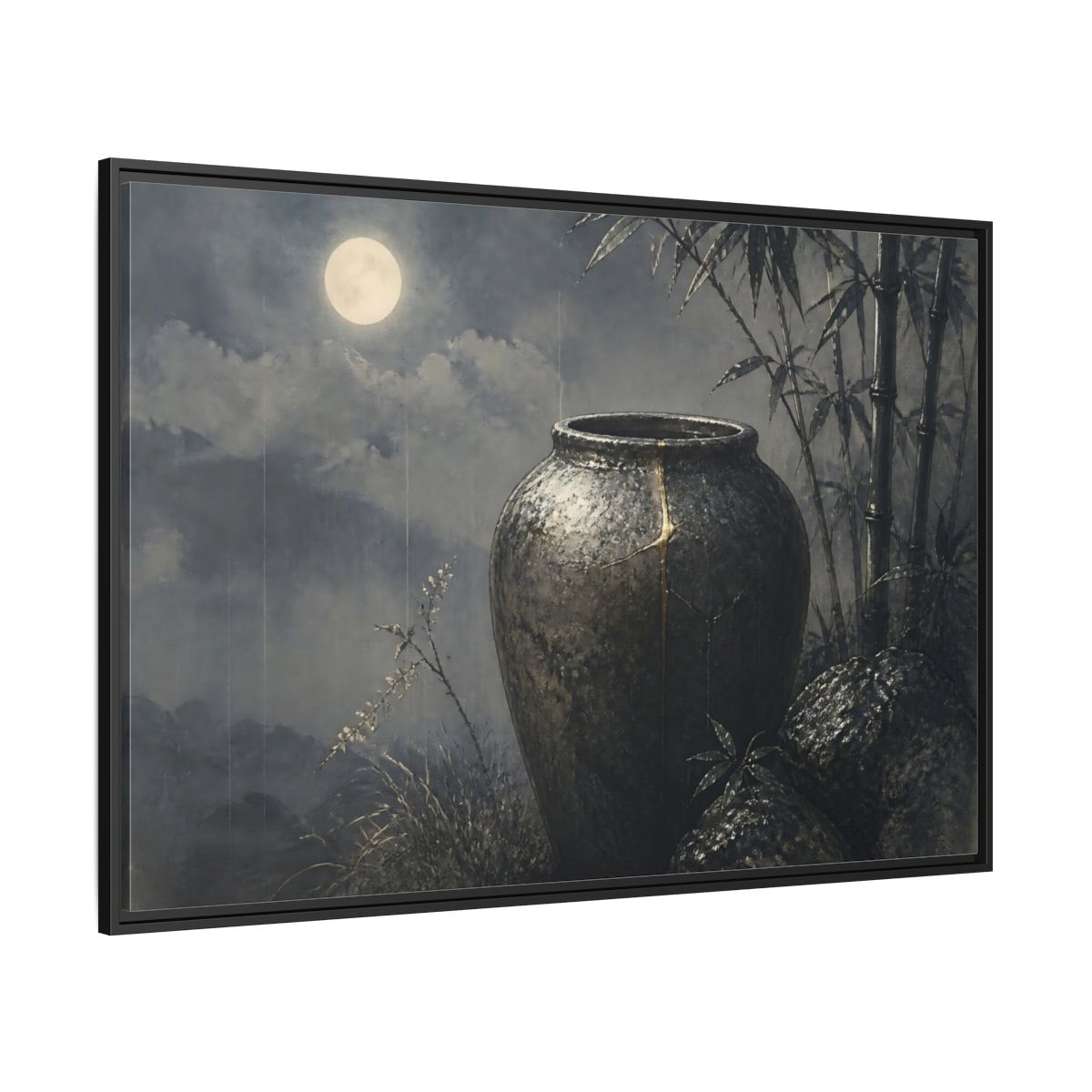 Side Mockup 12. Moonlit Ceramic Jar shown as framed canvas print