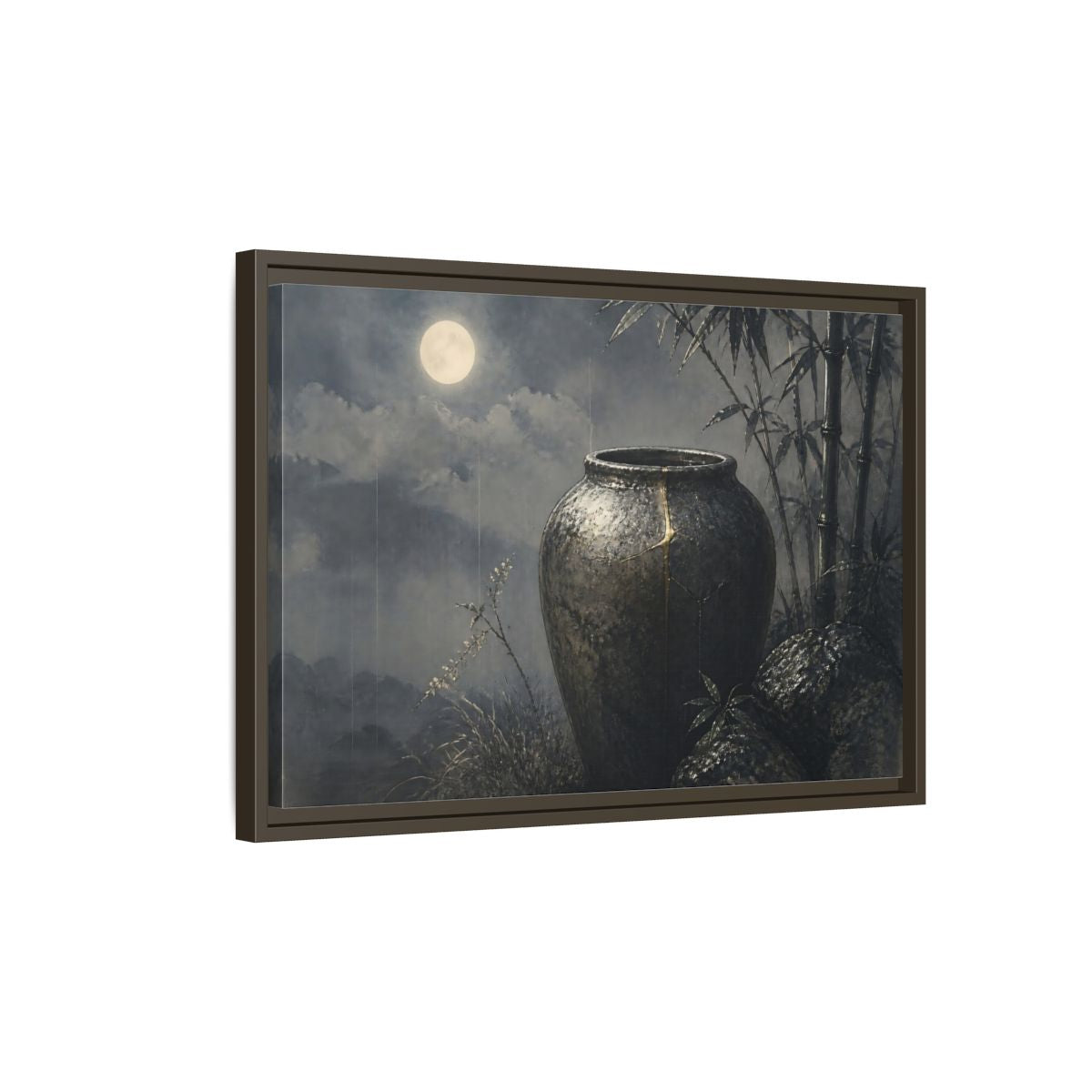 Side Mockup 2. Moonlit Ceramic Jar shown as framed canvas print