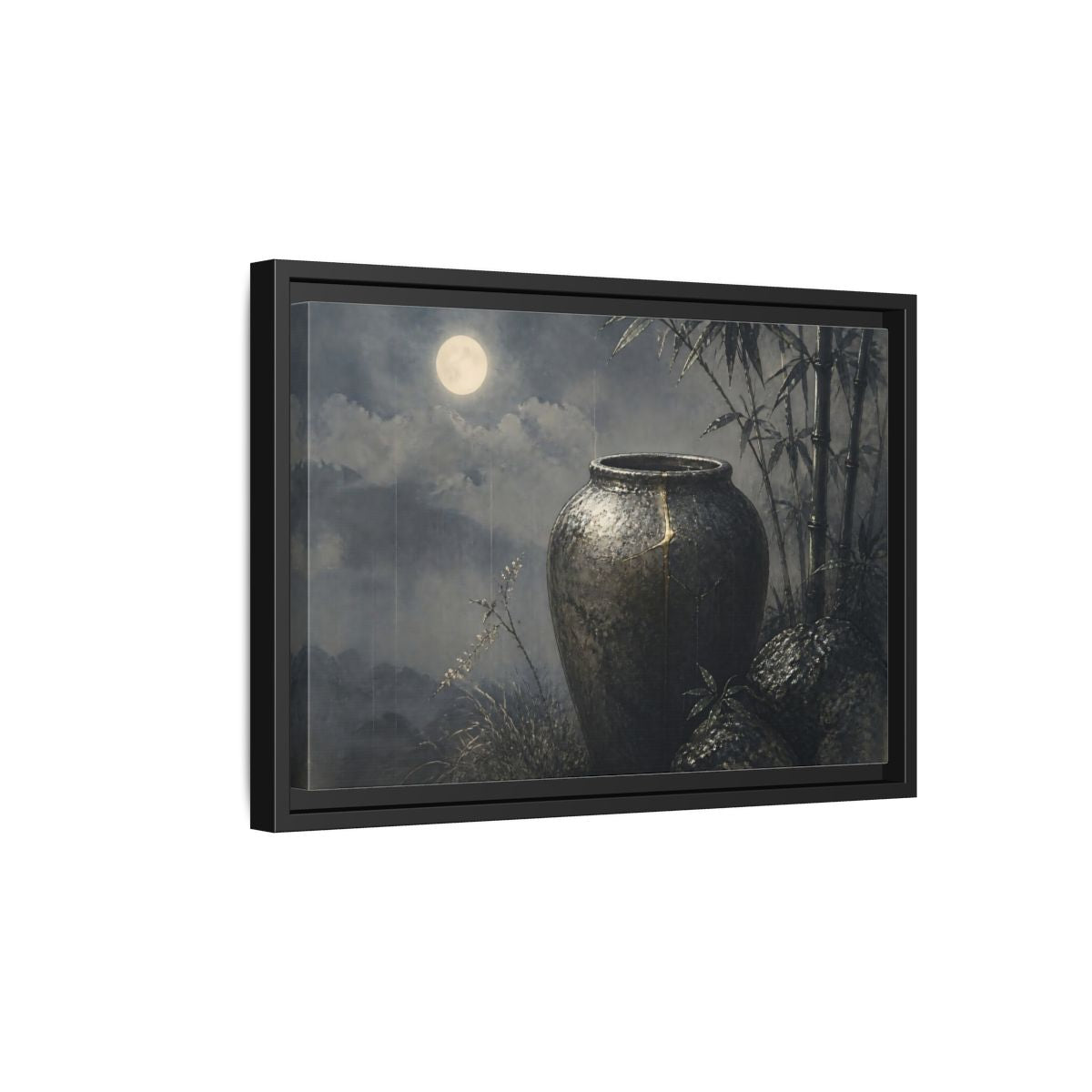 Side Mockup 6. Moonlit Ceramic Jar shown as framed canvas print