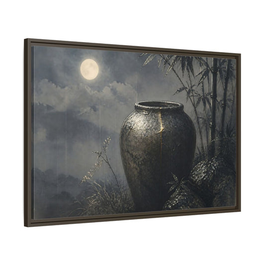 Main Mockup. Moonlit Ceramic Jar shown as framed canvas print
