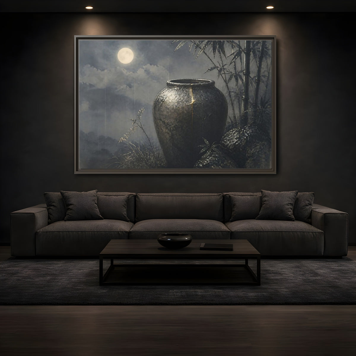 Mockup 3. Moonlit Ceramic Jar shown as framed canvas print
