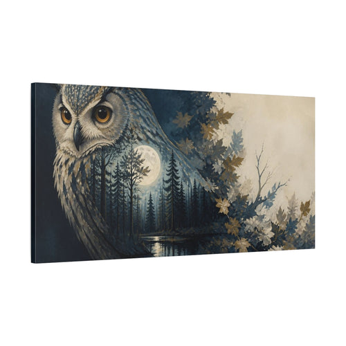 Main Mockup. Moonlit Owl Illusion shown as canvas print