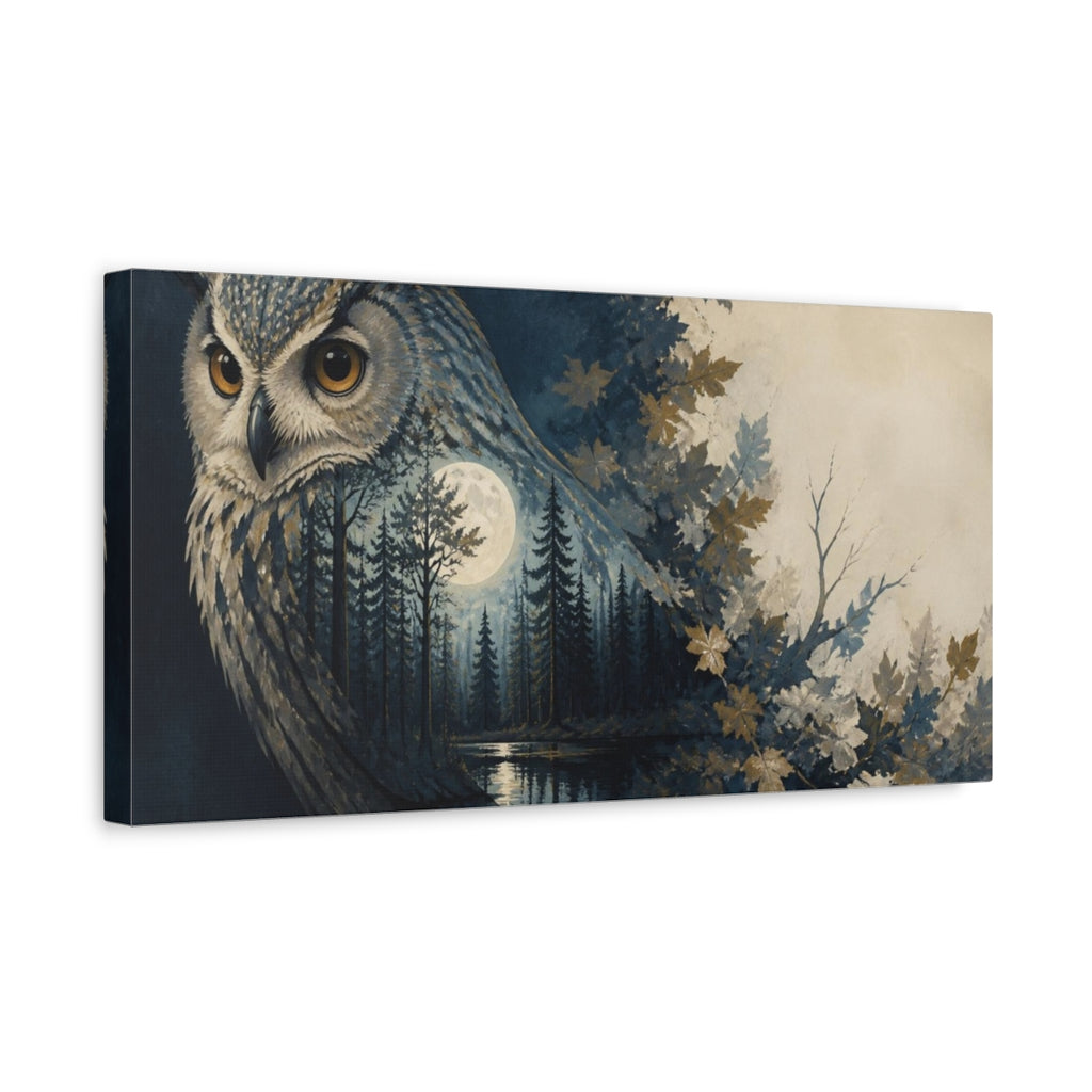 Side Mockup 3. Moonlit Owl Illusion shown as canvas print