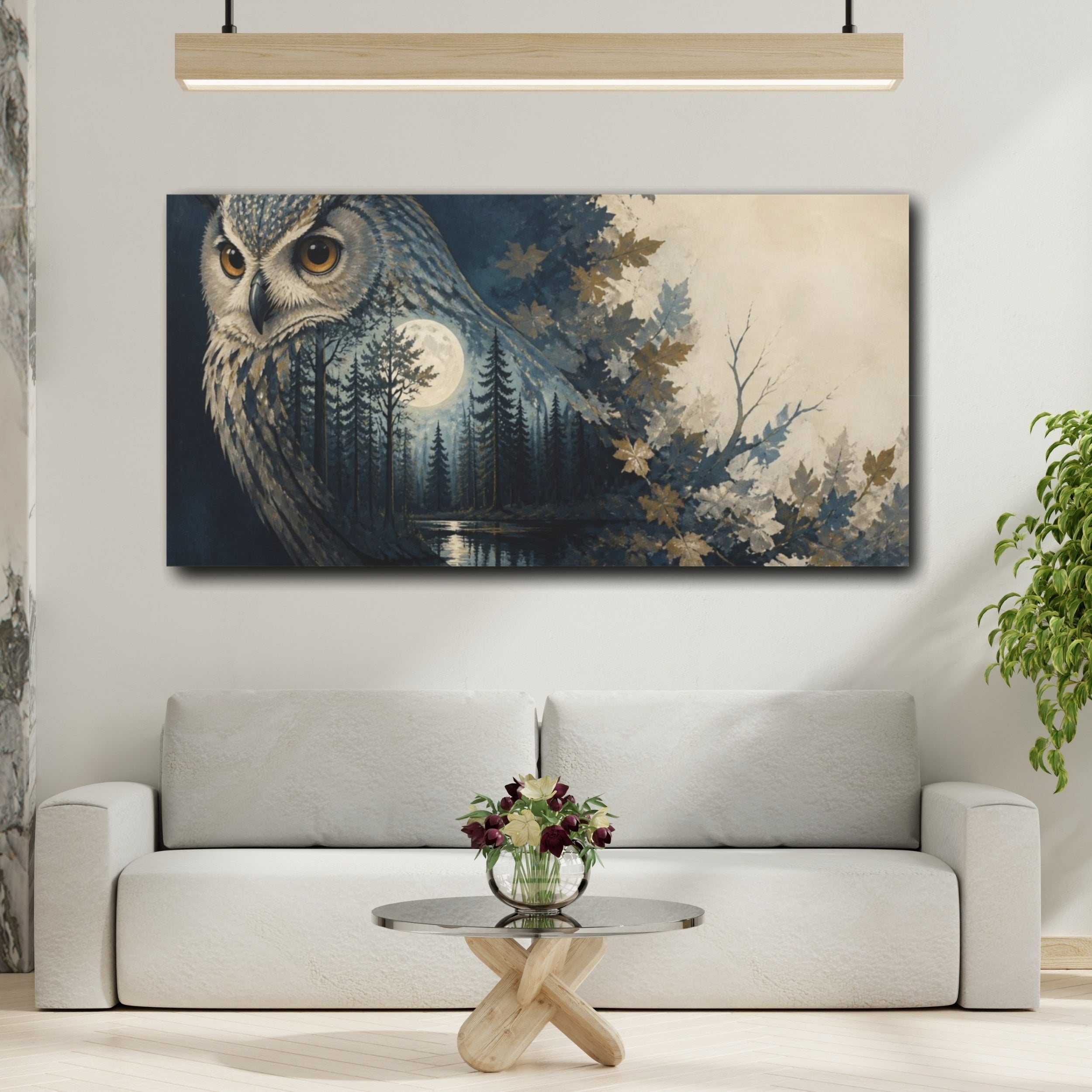 Mockup 2. Moonlit Owl Illusion shown as canvas print