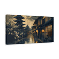 Side Mockup 3. Moonlit Pagoda Street shown as canvas print