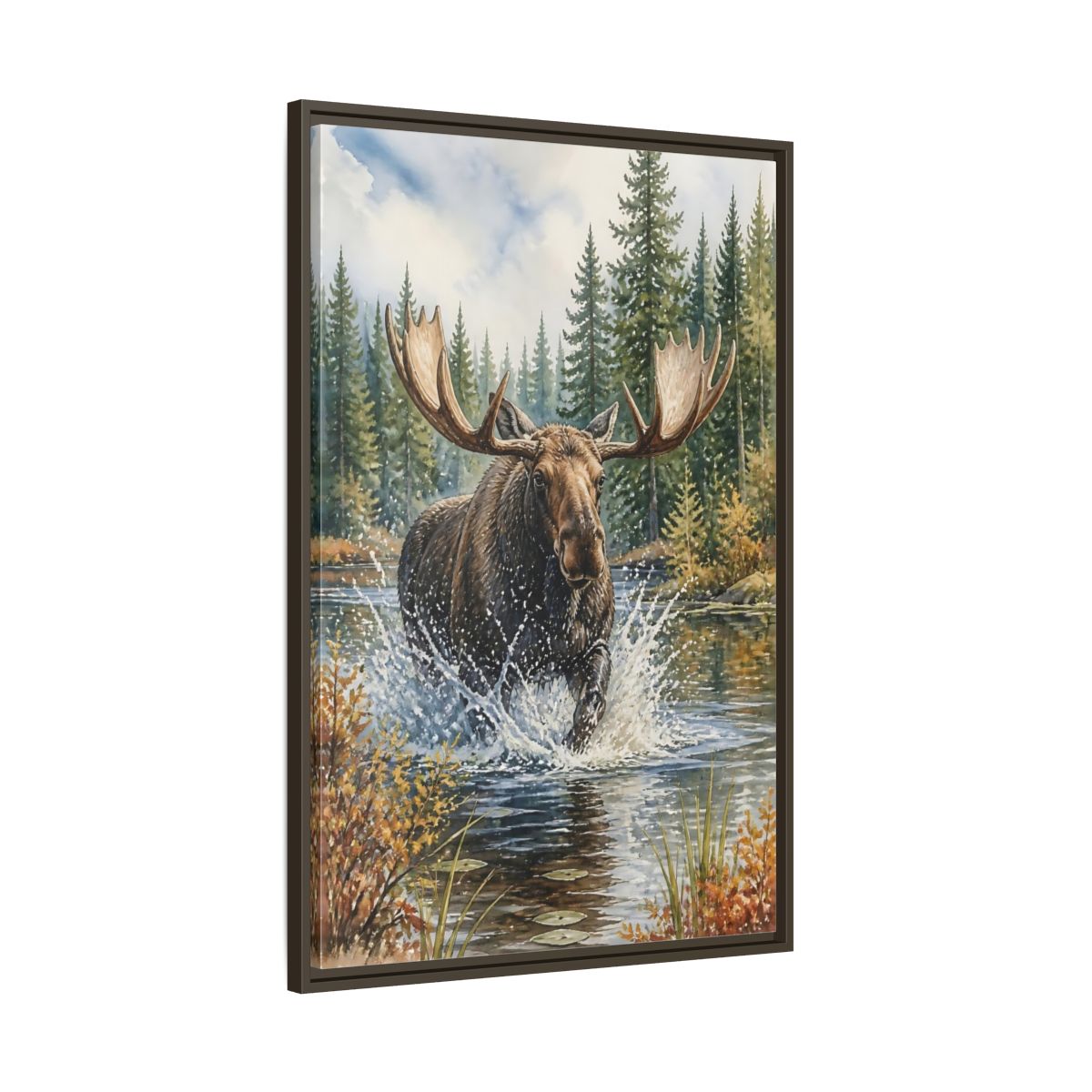 Main Mockup. Moose River Crossing shown as framed canvas print