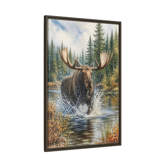 Main Mockup. Moose River Crossing shown as framed canvas print