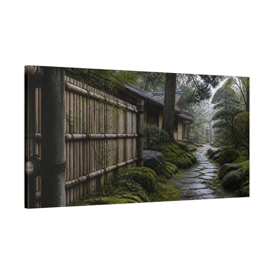 Main Mockup. Mossy Garden Path shown as canvas print
