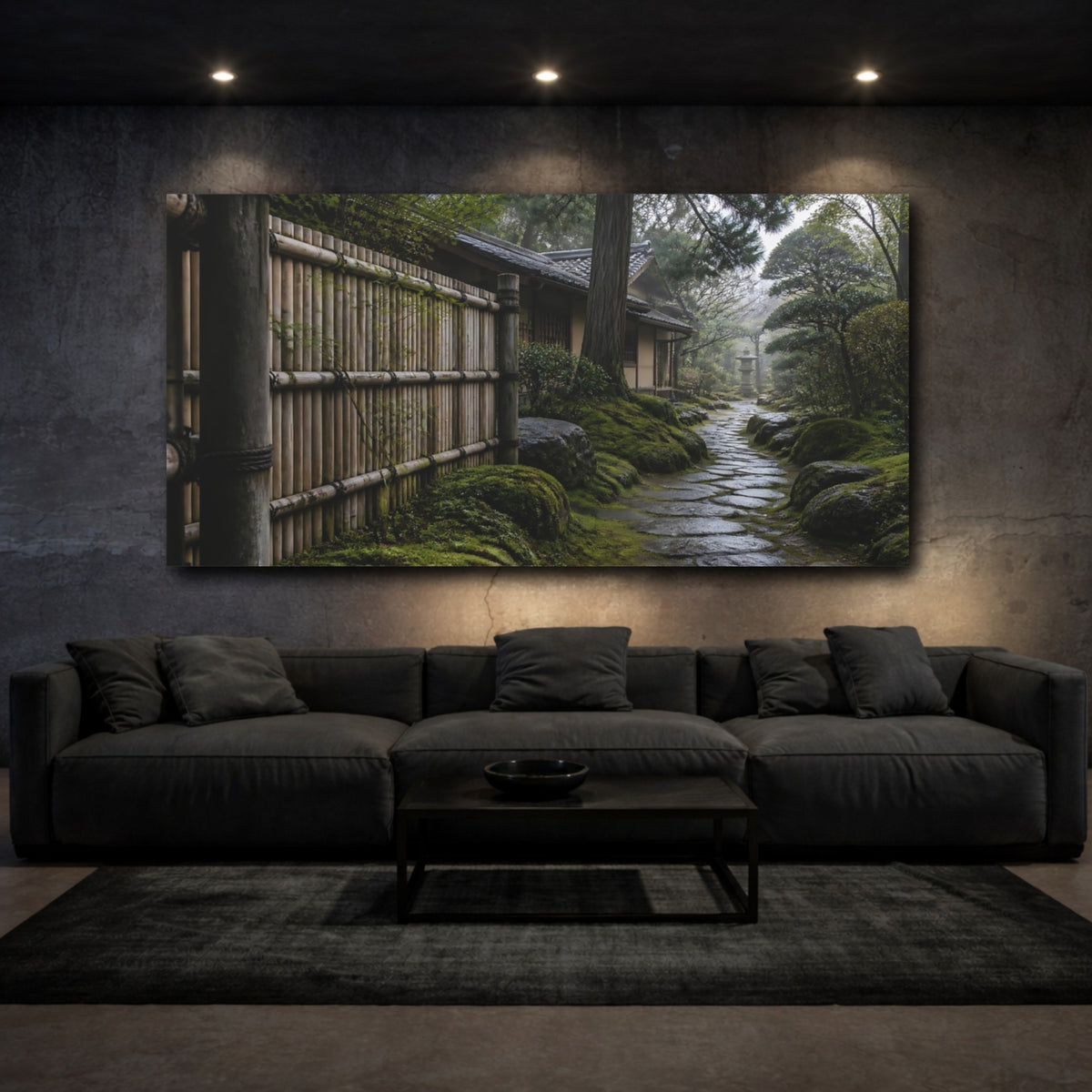 Mockup 3. Mossy Garden Path shown as canvas print