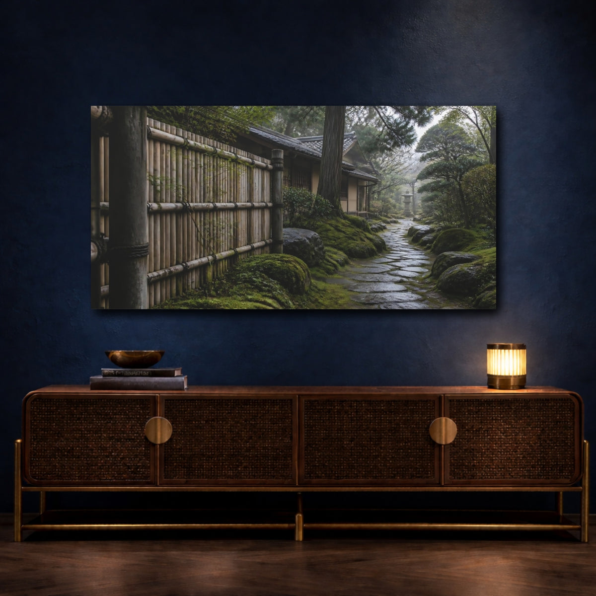 Mockup 4. Mossy Garden Path shown as canvas print