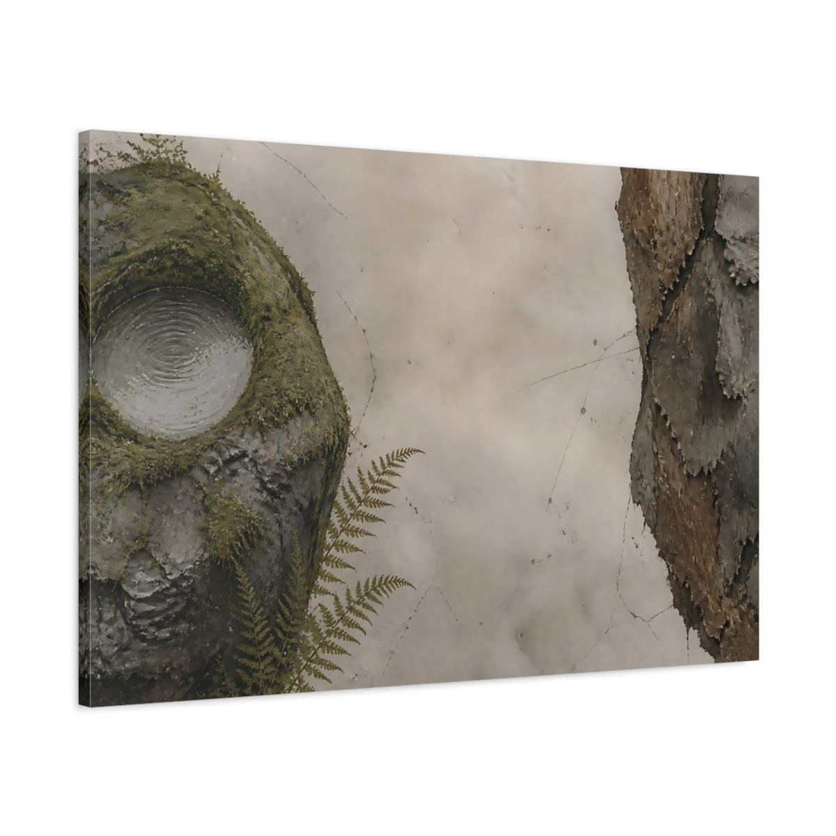 Main Mockup. Mossy Rock With Water shown as canvas print