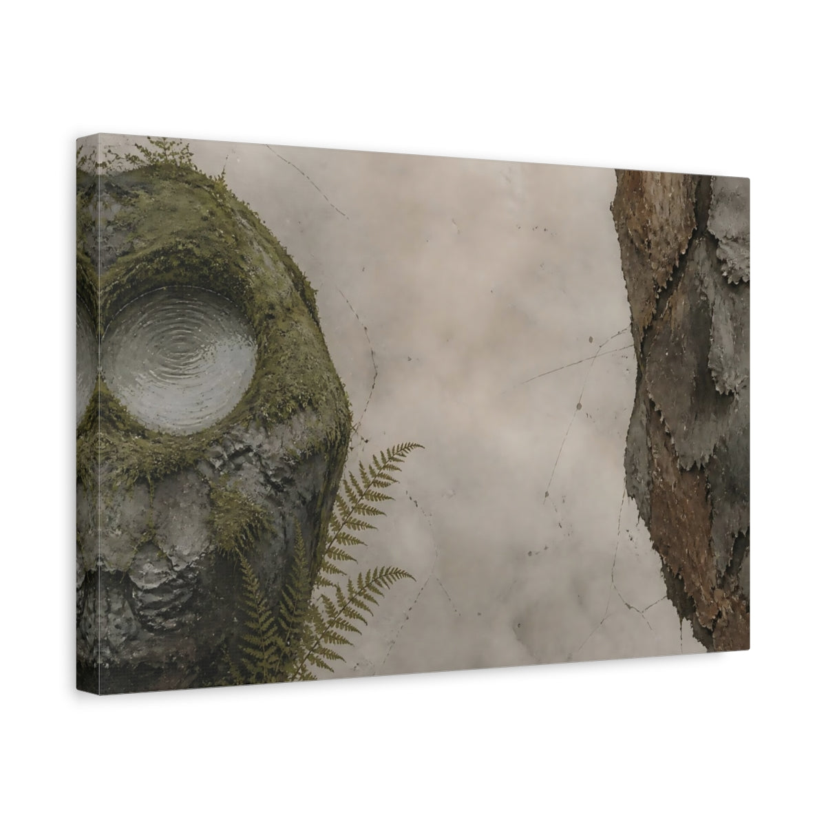 Side Mockup 4. Mossy Rock With Water shown as canvas print