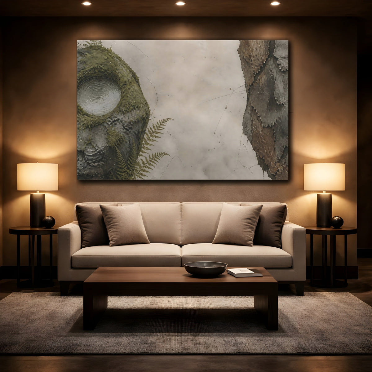 Mockup 2. Mossy Rock With Water shown as canvas print