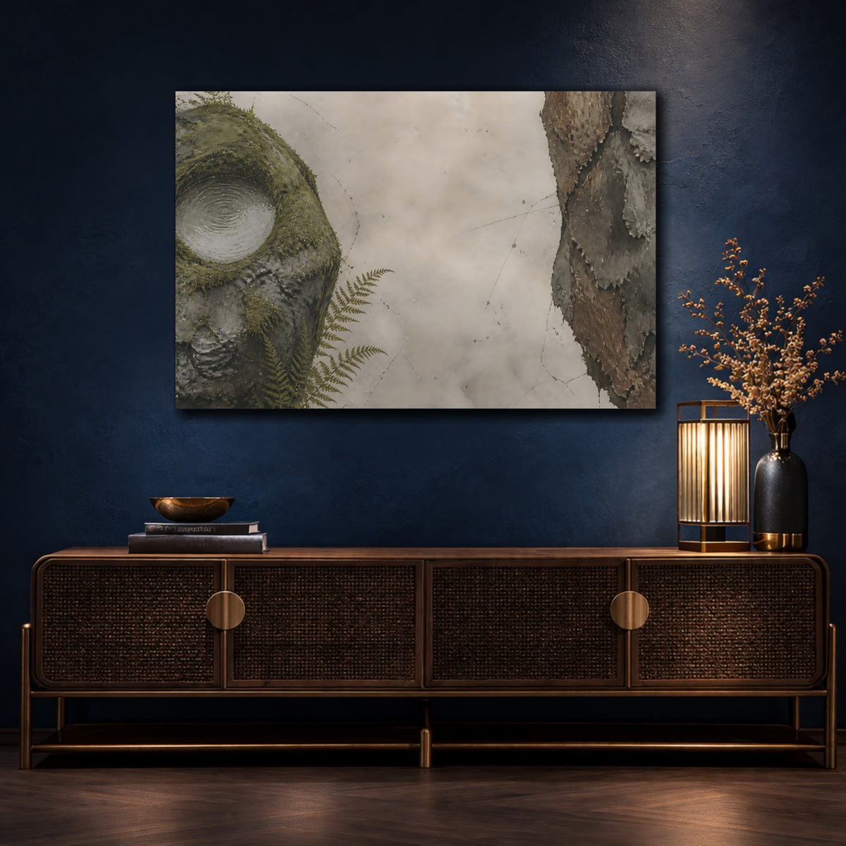 Mockup 4. Mossy Rock With Water shown as canvas print