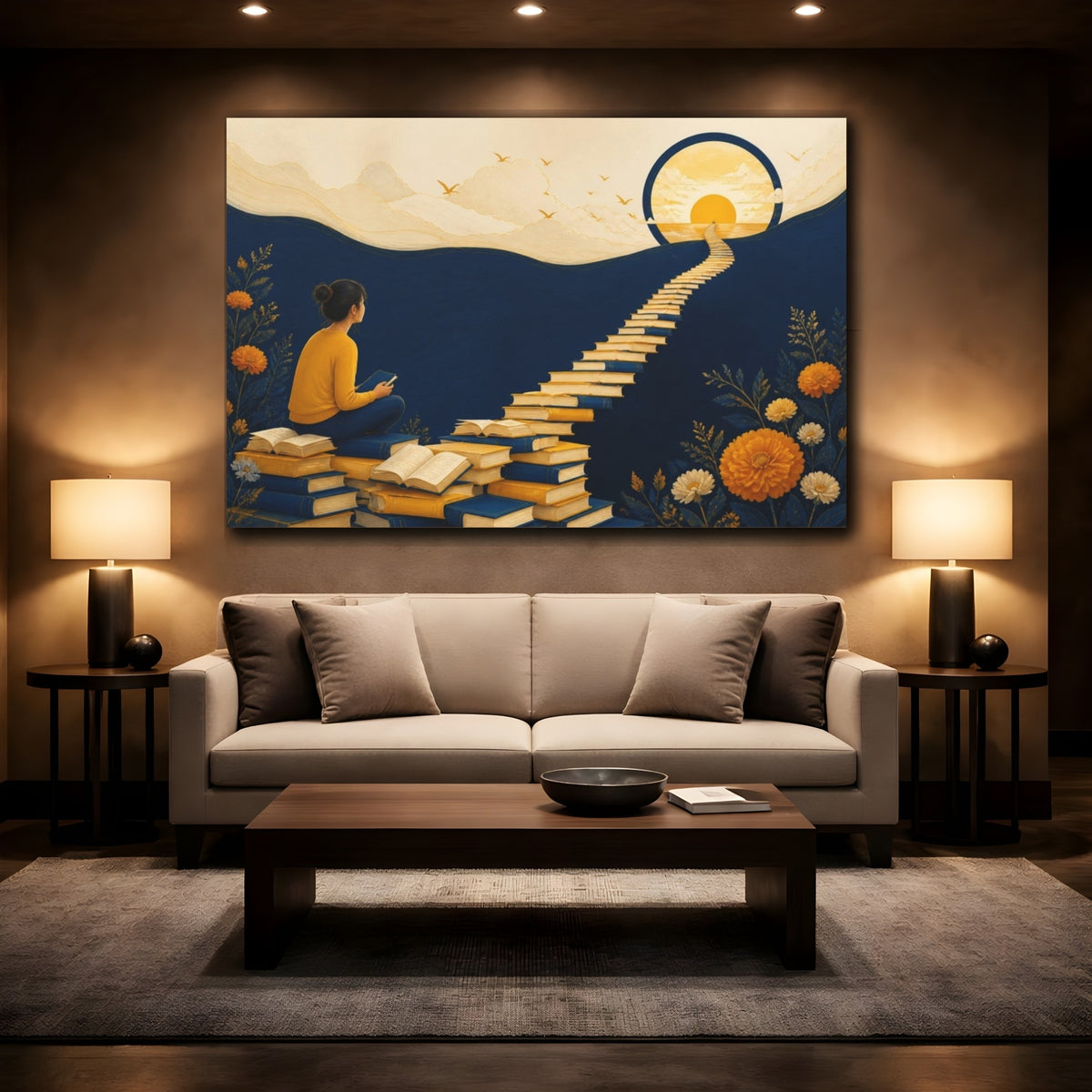 Mockup 2. Motivation Book Staircase shown as canvas print