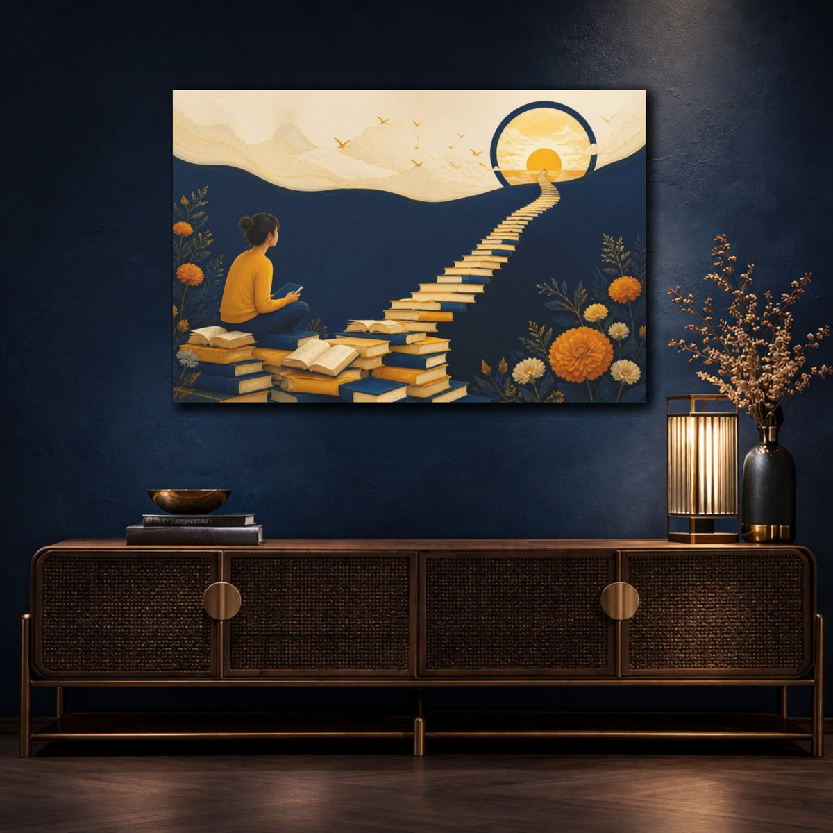 Mockup 4. Motivation Book Staircase shown as canvas print