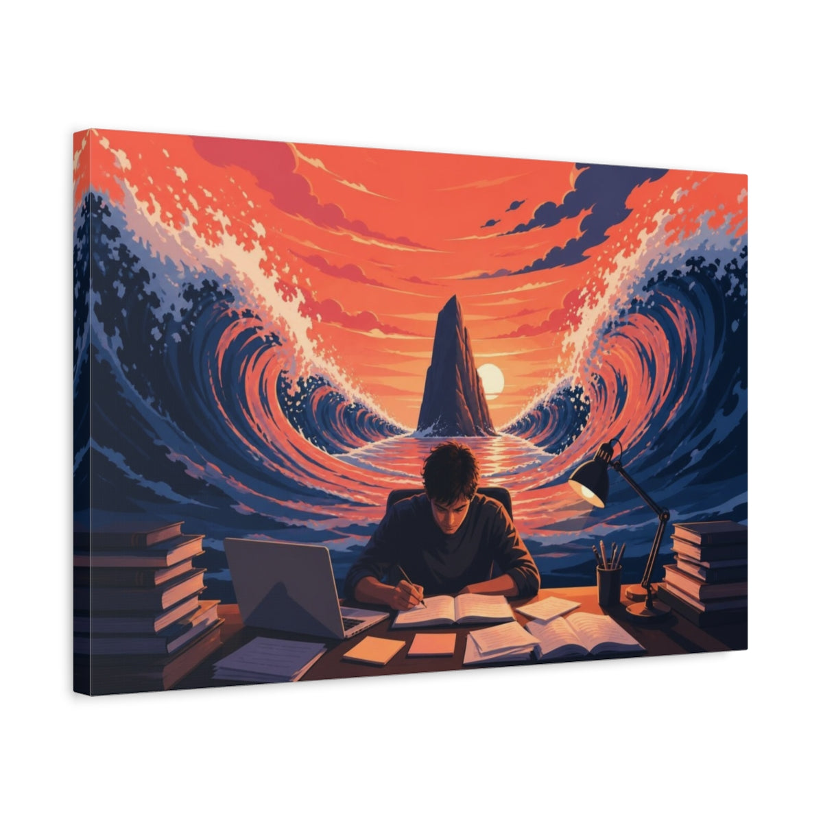 Side Mockup 3. Motivation Focused Student shown as canvas print